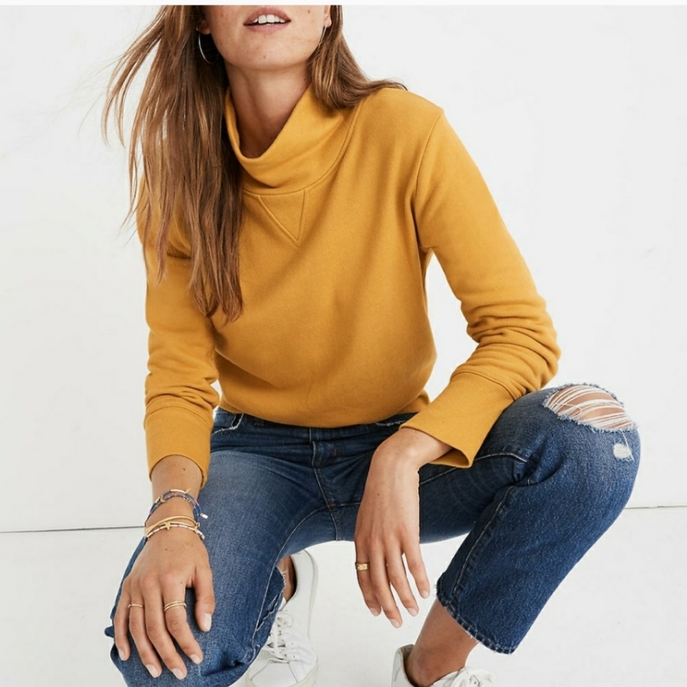 Madewell mustard color mock neck sweater